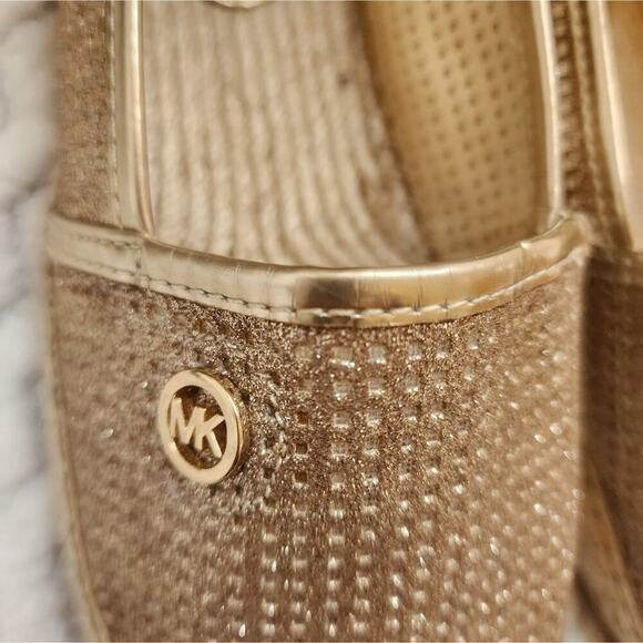 MICHAEL KORS HASTINGS METALLIC LINEN SLIP ON SIZE 9M - Picture 3 of 9